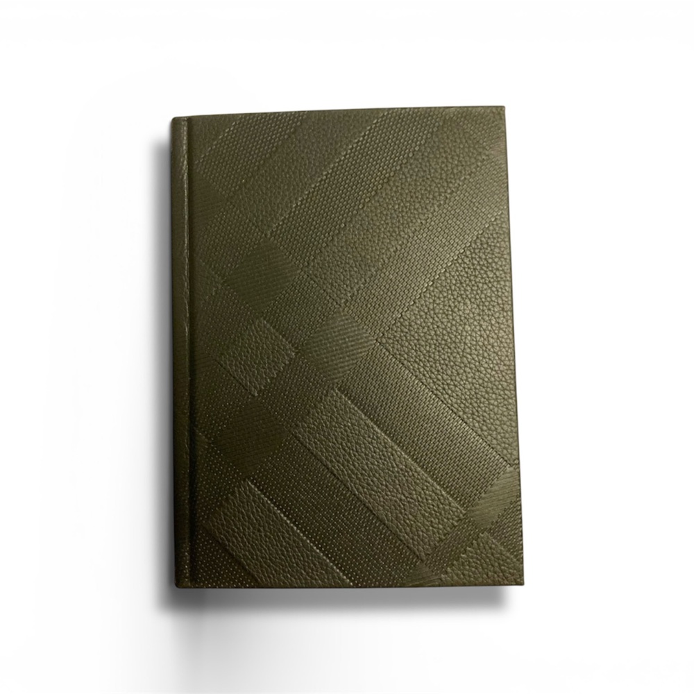 Burberry Black Textured Notebook. Lined. Gold Trim.
